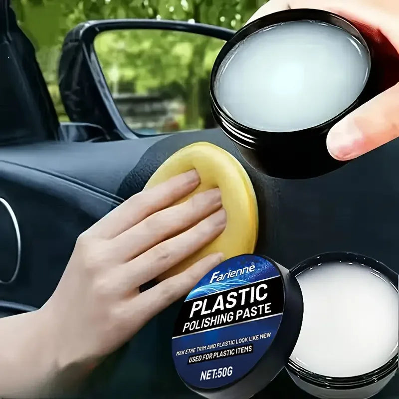 Car Interior Black Glossy Cream - ABS Plastic Coating and Dashboard Wax, Renew and Maintain Paste, Restores Shine and Protects